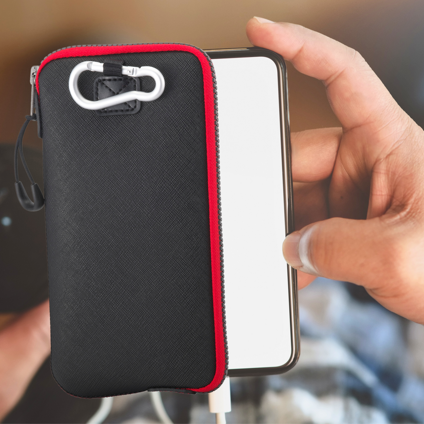 OneJoy lightweight cushioned mobile phone bag, suitable large size zipper mobile phone protective case, simple and fashionable, suitable for men and women